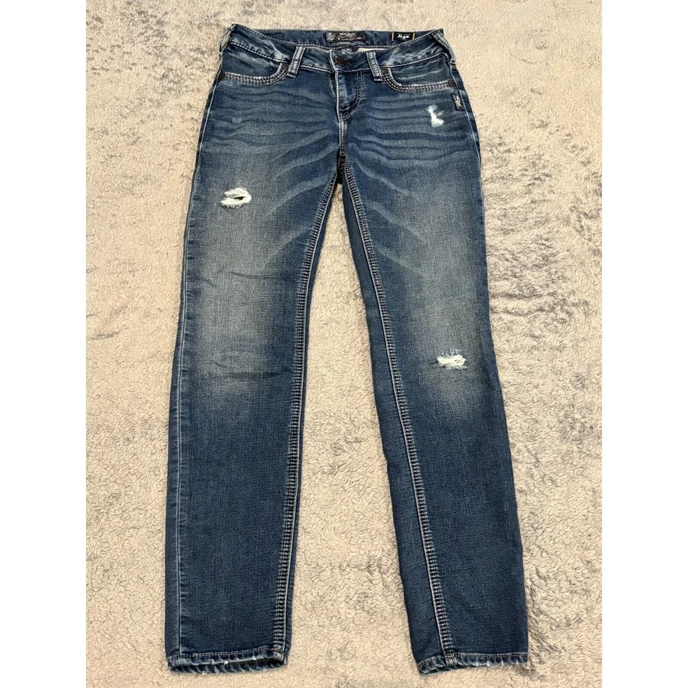 Silver Jeans Womens 26/29 Suki Joga Mid Skinny Dark Wash Blue Denim Pants